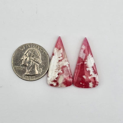 Pink skystone resin cabochon pair