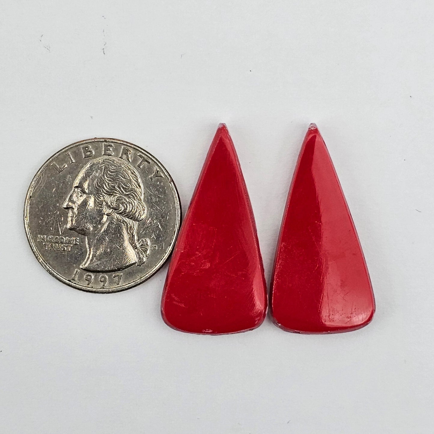 Pink skystone resin cabochon pair