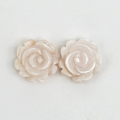 Mother of Pearl Flower Cabochon Pair