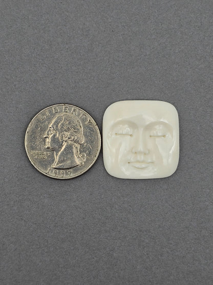 Full Face Square Bone Carving Cabochon