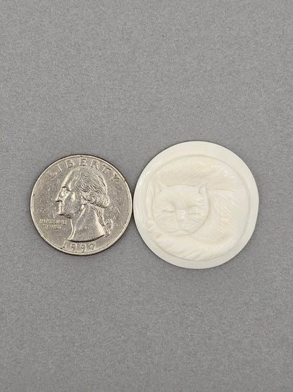 Sleeping Cat Bone Carving Cabochon