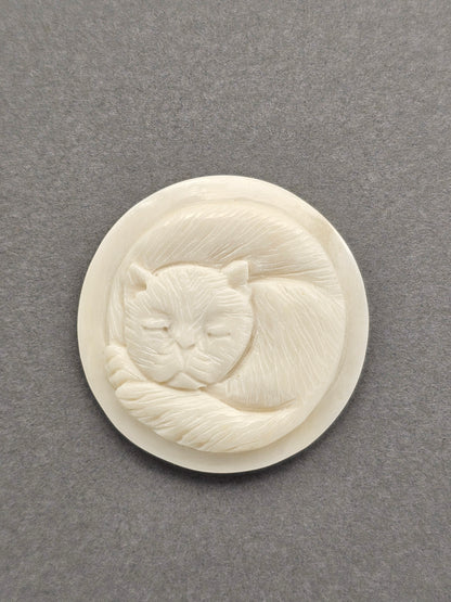 Sleeping Cat Bone Carving Cabochon