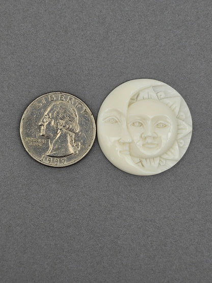 Sun and Moon Bone Carving Cabochon