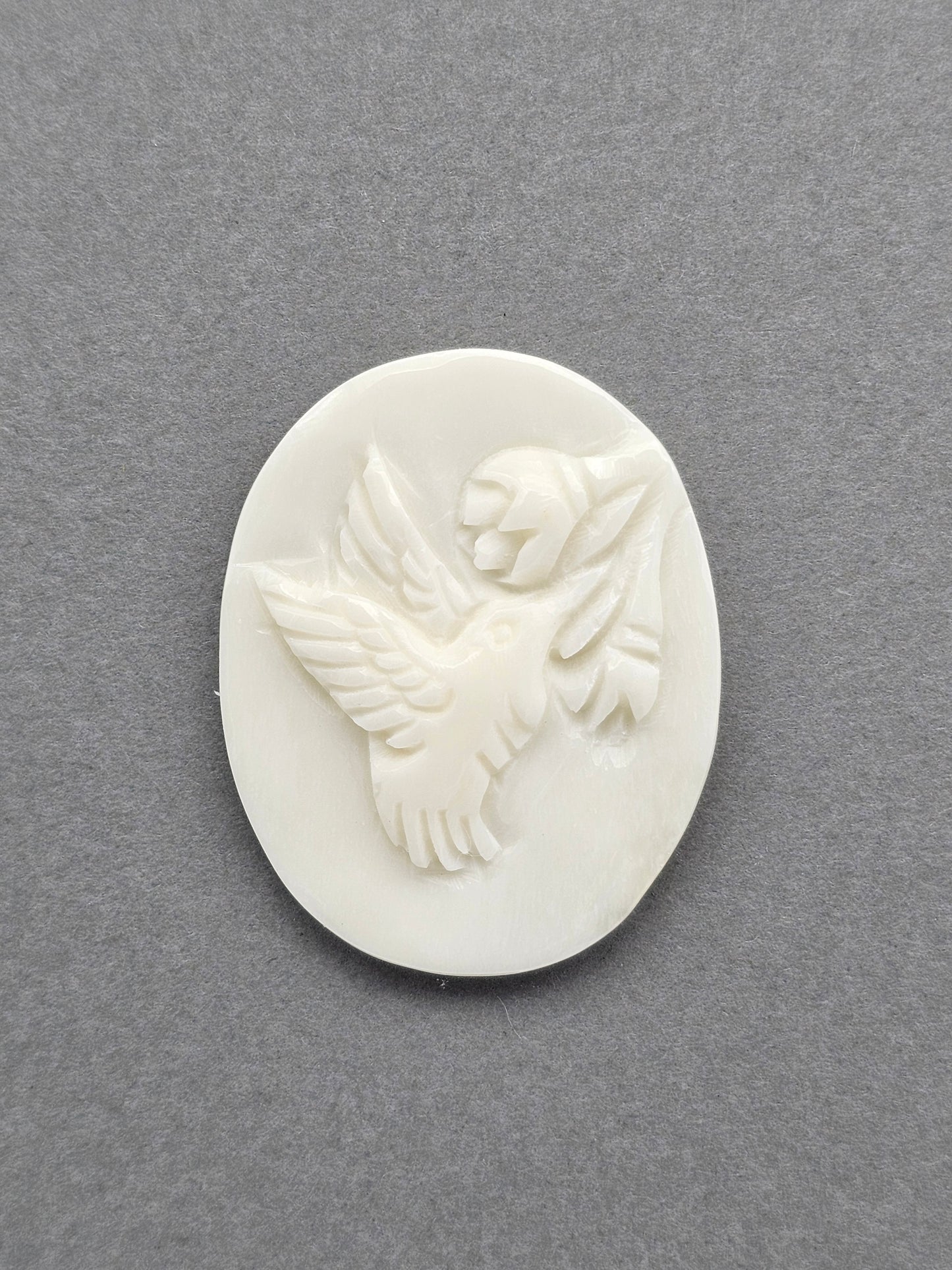 Hummingbird with Flower Bone Carving Cabochon