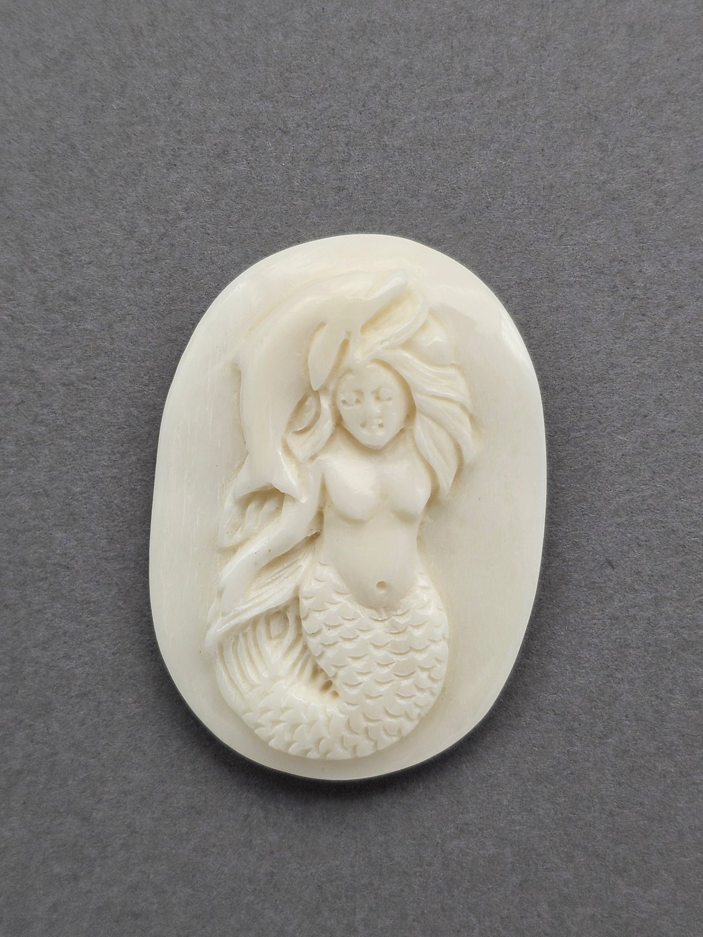 Mermaid Bone Carving Cabochon