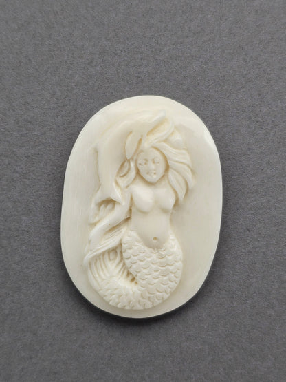 Mermaid Bone Carving Cabochon