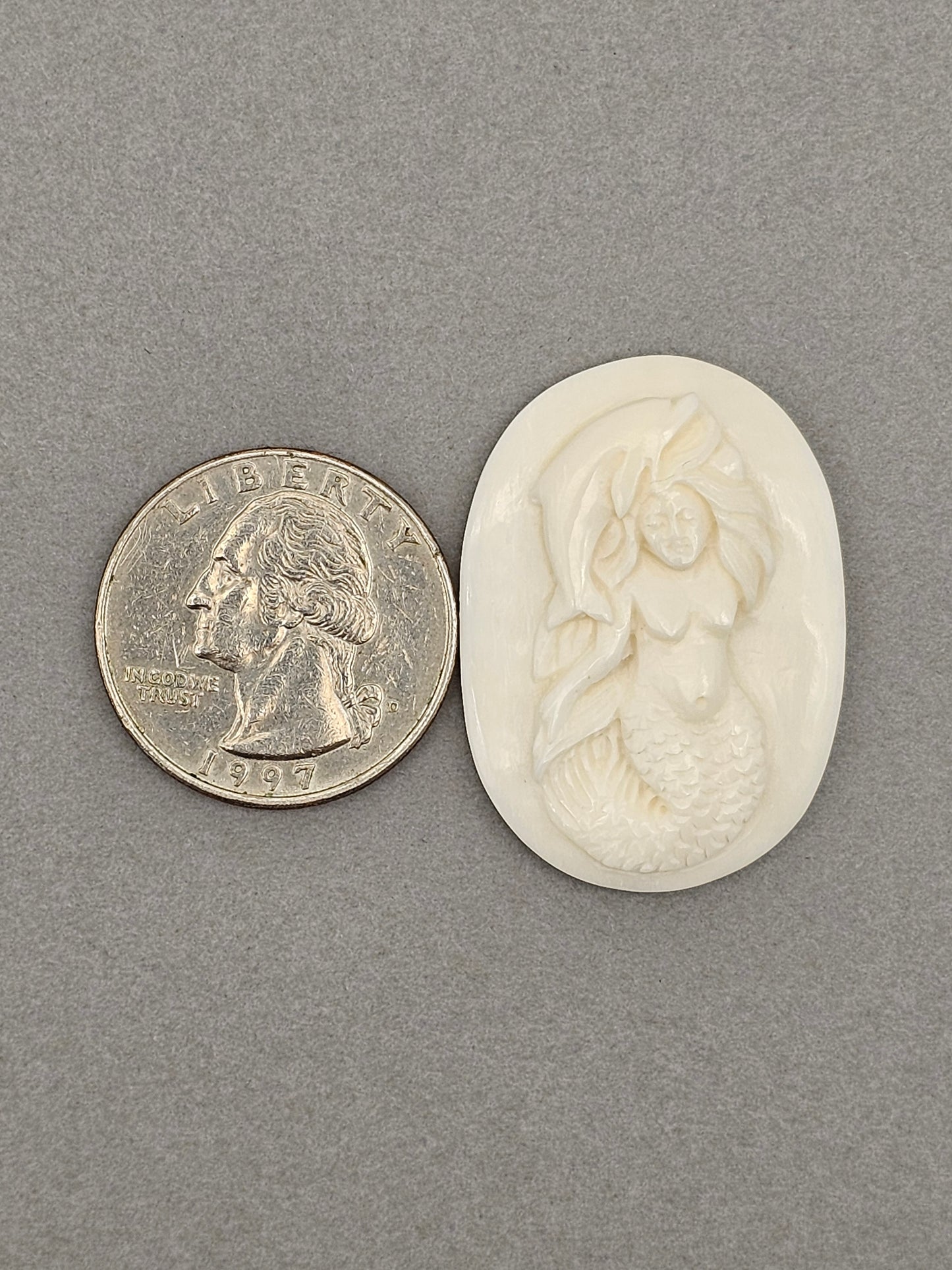 Mermaid Bone Carving Cabochon