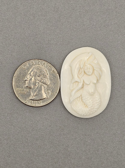 Mermaid Bone Carving Cabochon