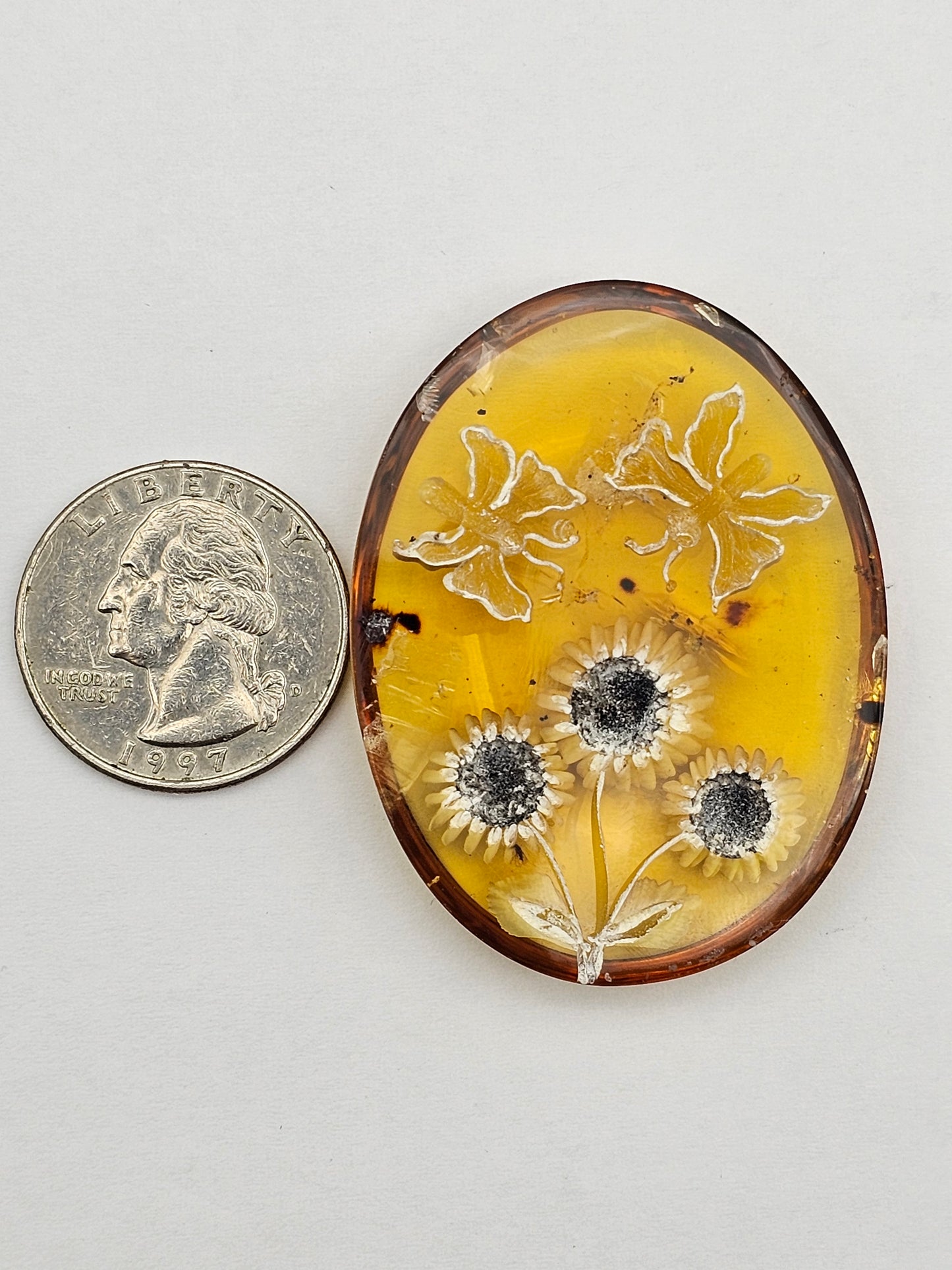 Amber authentic intaglio cabochon large