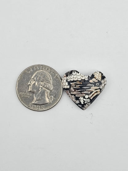 Snake agate heart cabochon
