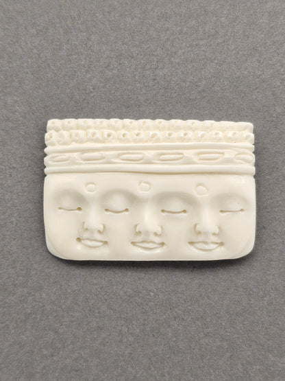 Three Faces Bone Carving Cabochon