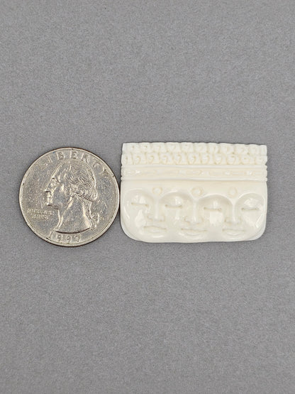 Three Faces Bone Carving Cabochon