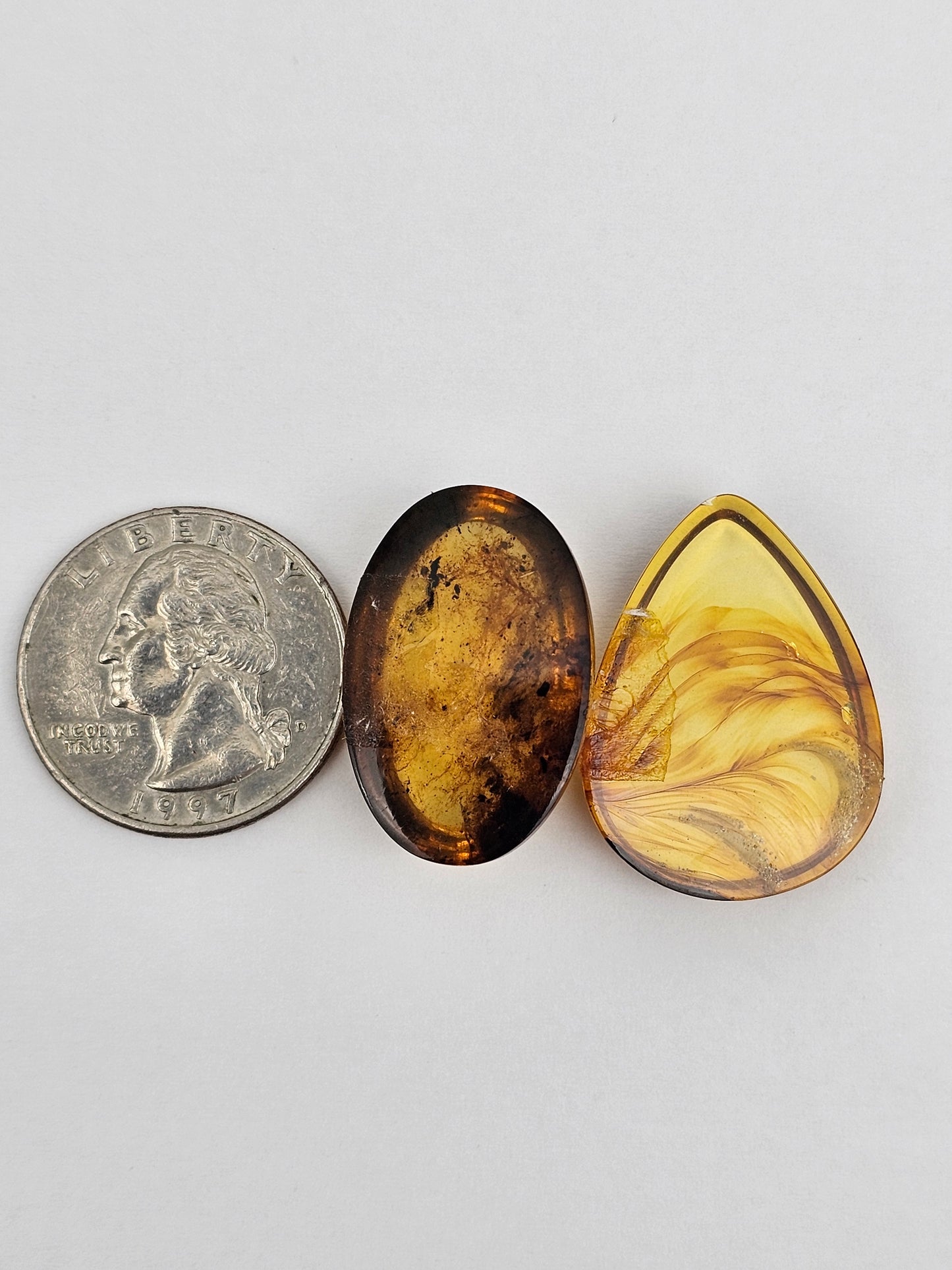 Amber authentic cabochon set large