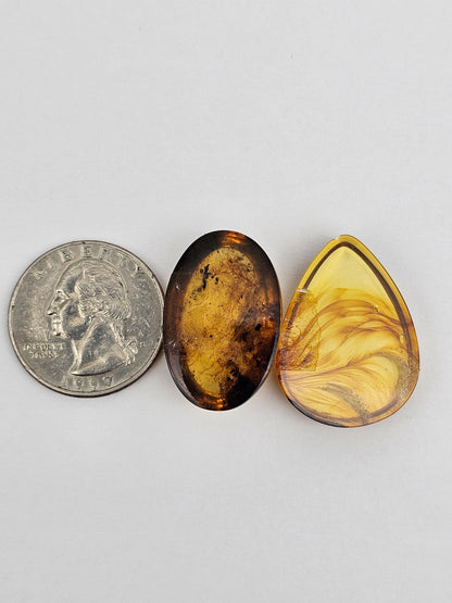 Amber authentic cabochon set large