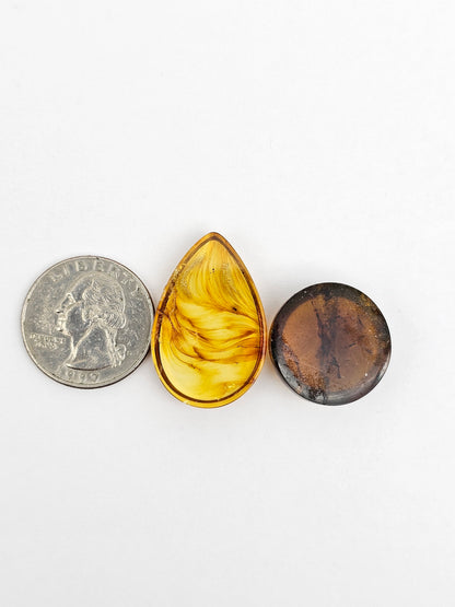 Amber authentic cabochon set large
