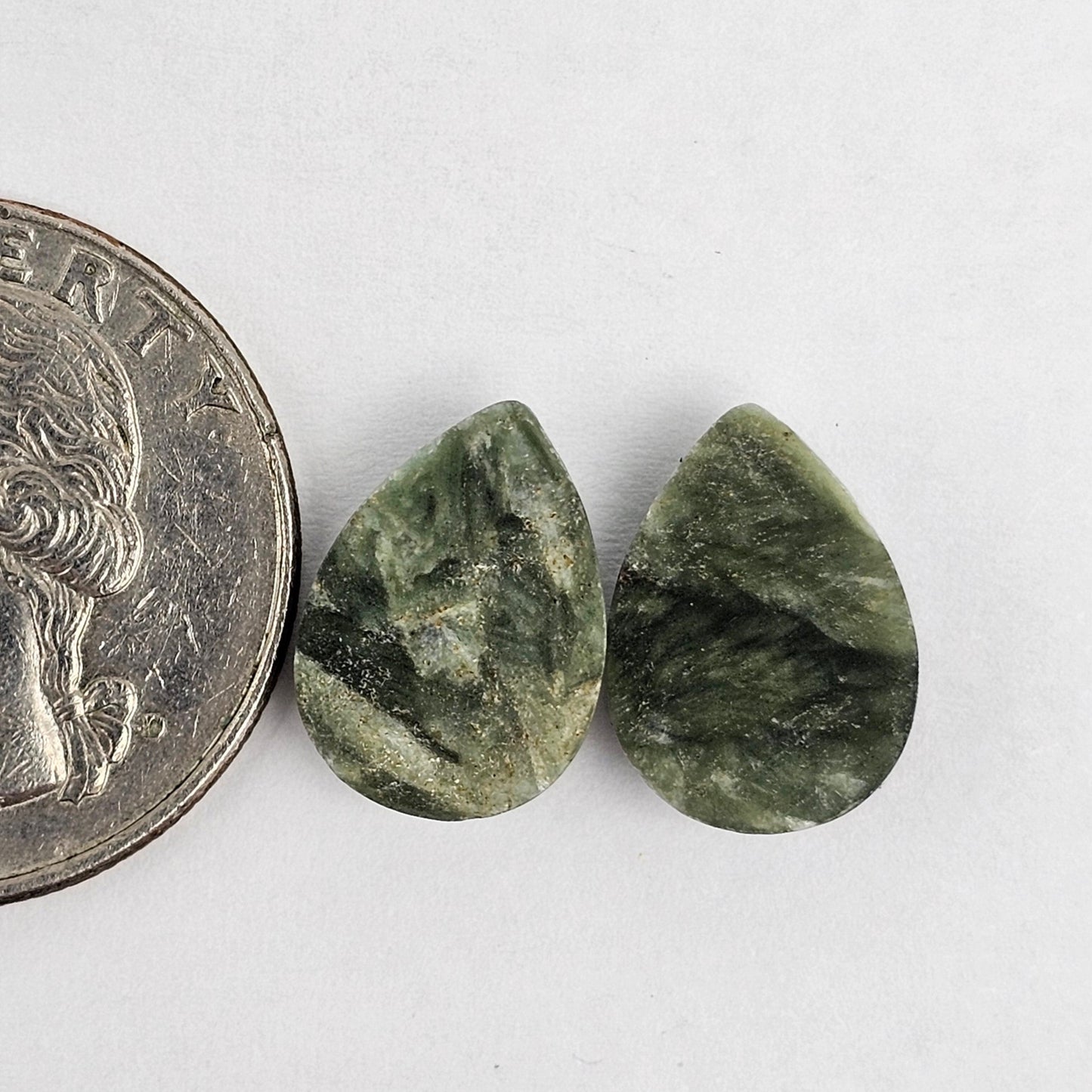 Seraphinite Cabochon Pair