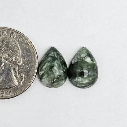 Seraphinite Cabochon Pair