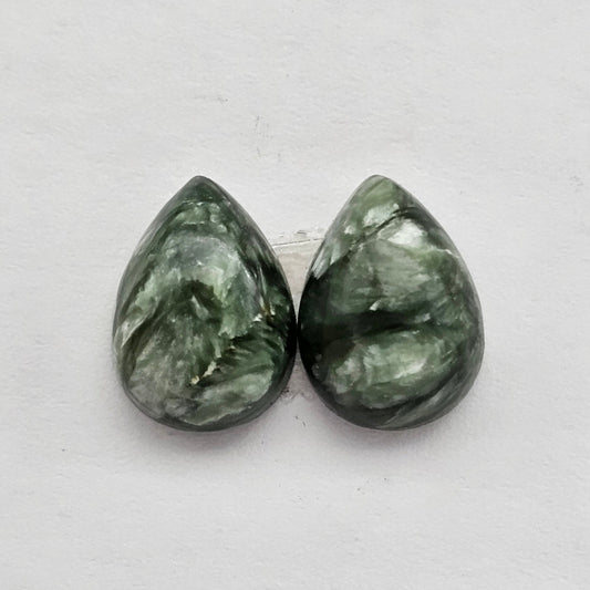Seraphinite Cabochon Pair