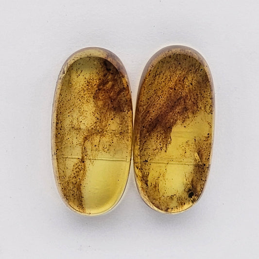 Amber authentic cabochon pair large