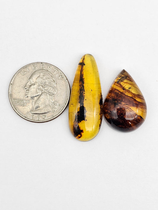 Amber authentic cabochon set large
