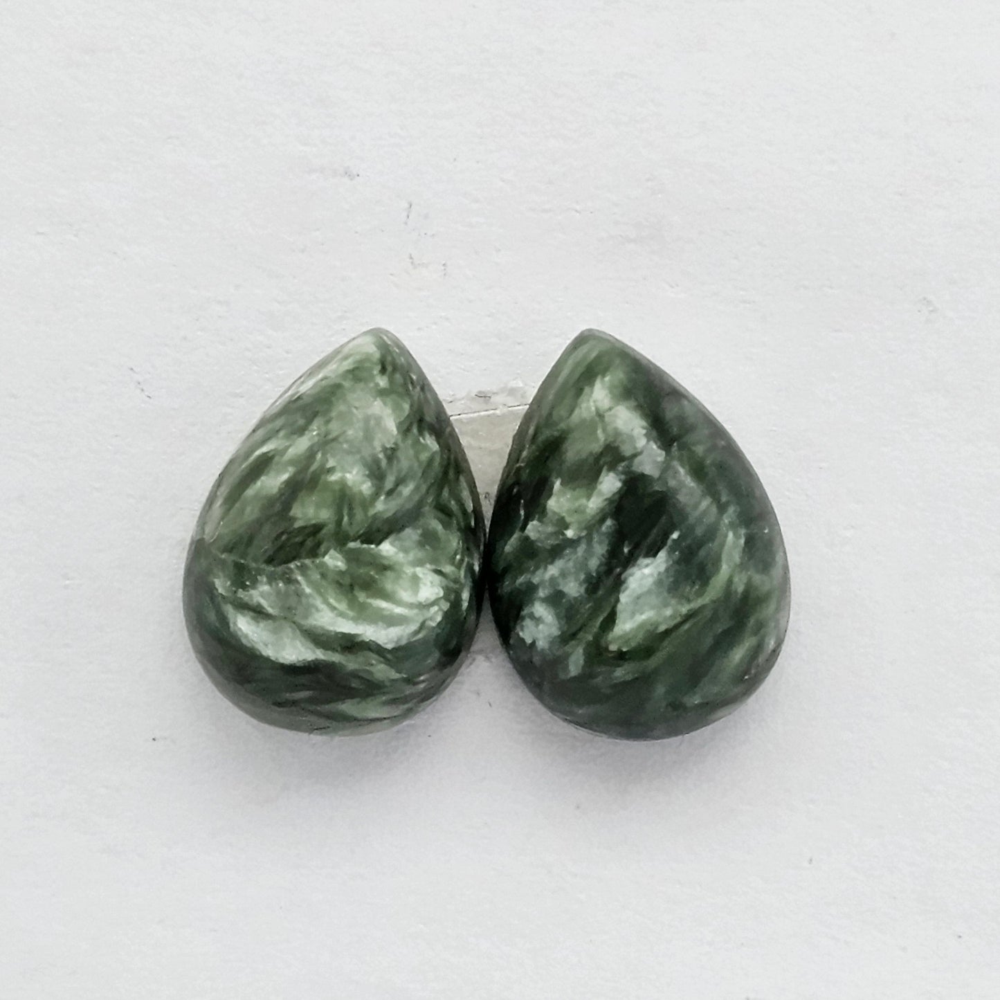 Seraphinite Cabochon Pair