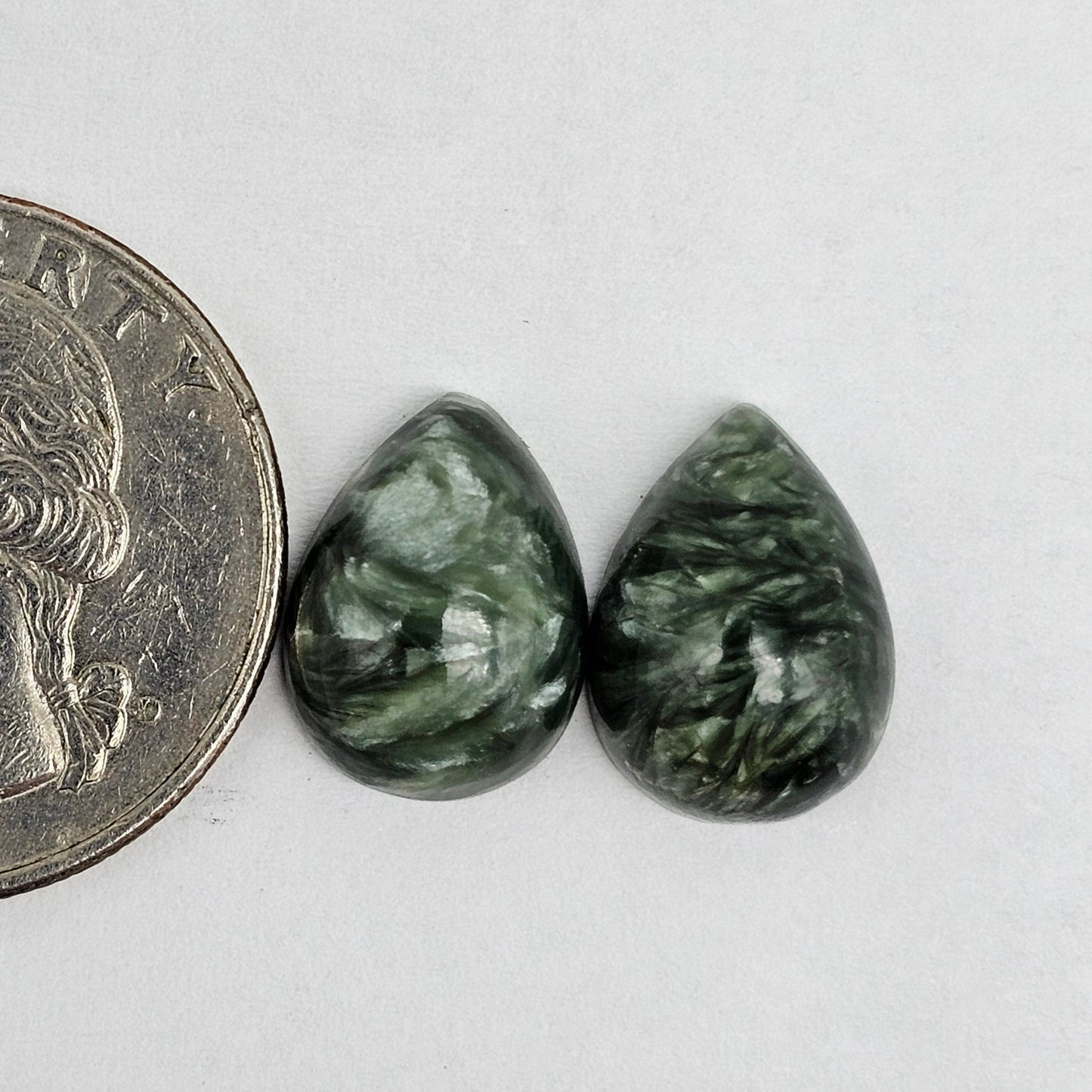 Seraphinite Cabochon Pair