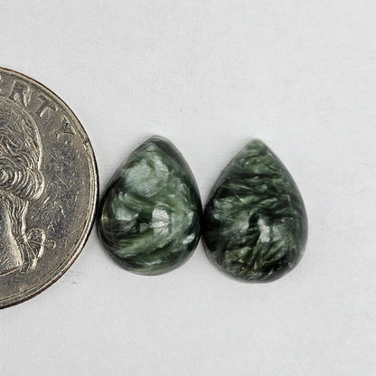 Seraphinite Cabochon Pair
