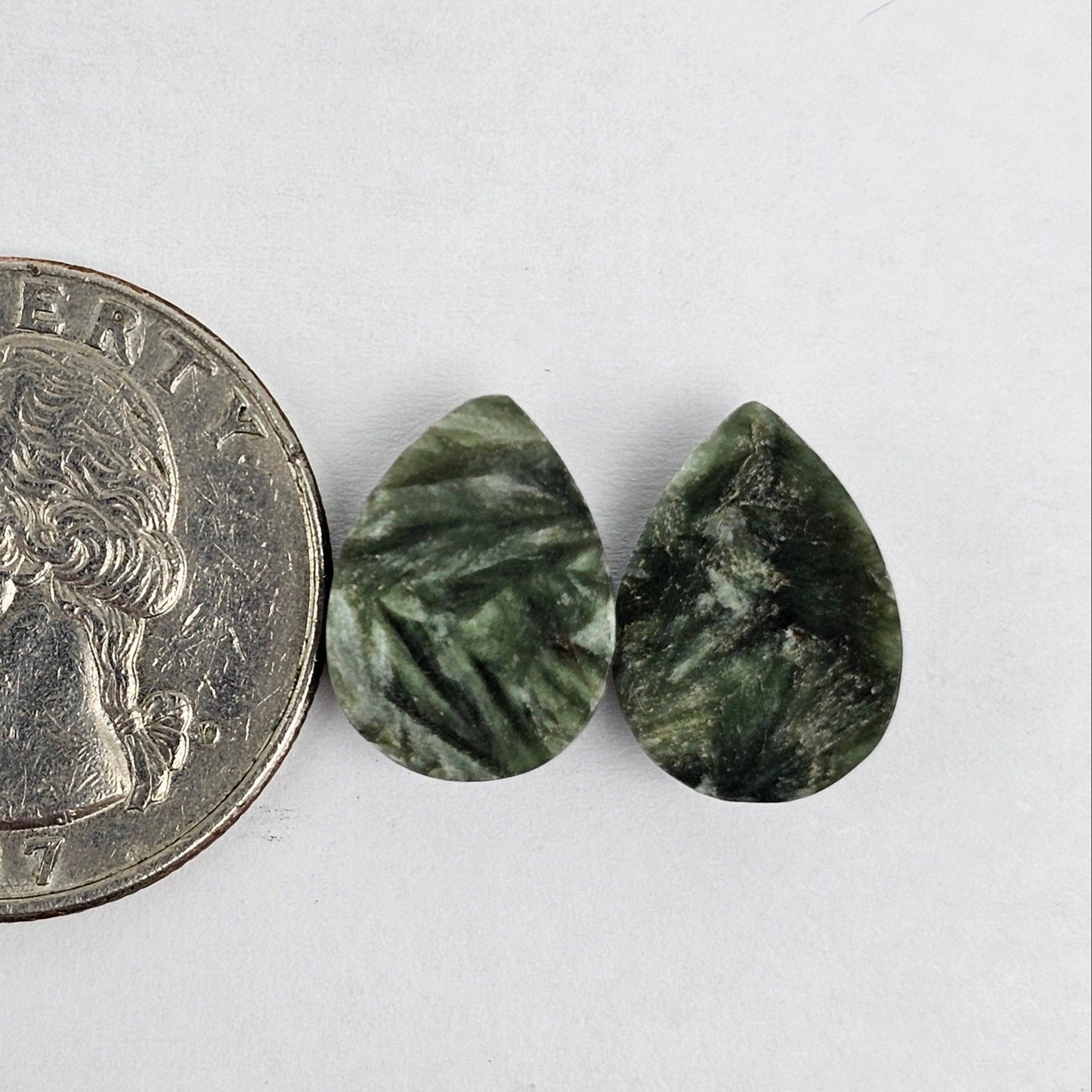 Seraphinite Cabochon Pair