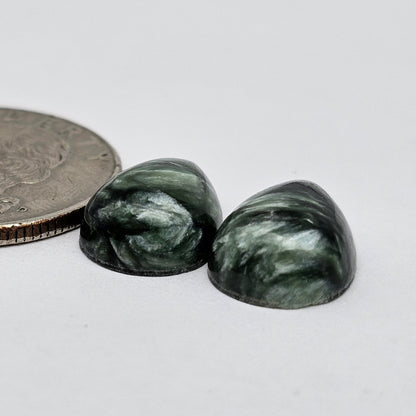 Seraphinite Cabochon Pair