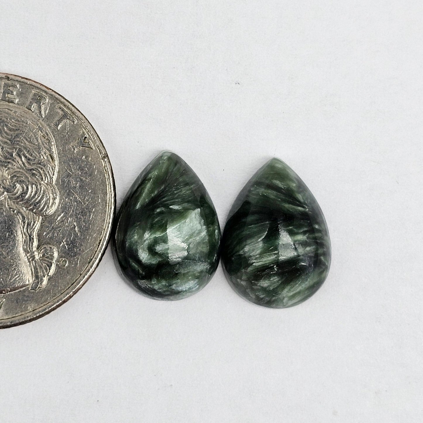 Seraphinite Cabochon Pair