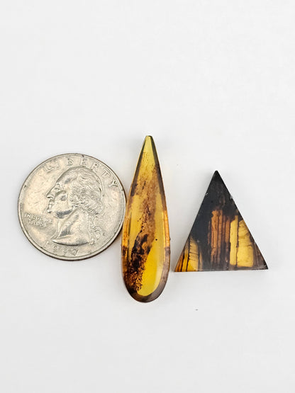 Amber authentic cabochon set large
