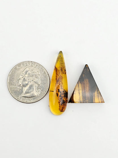 Amber authentic cabochon set large