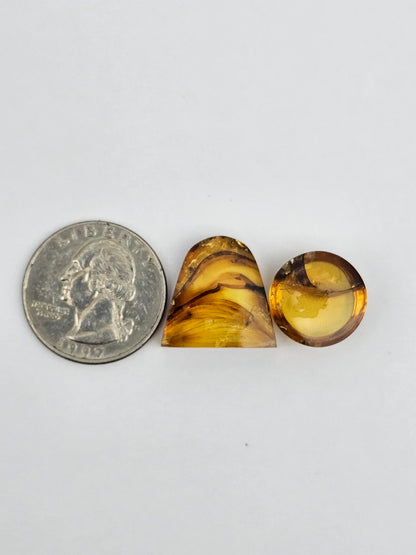 Amber authentic cabochon set large