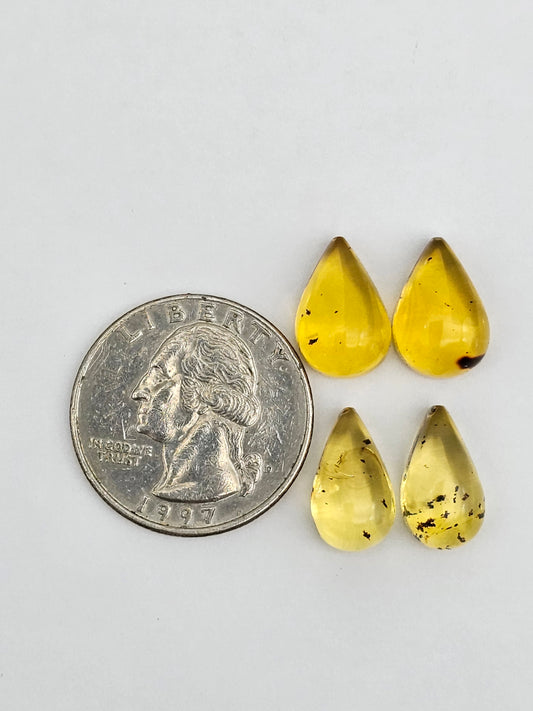 Amber authentic cabochon pair lot