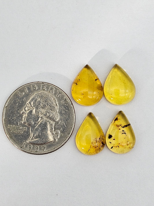 Amber authentic cabochon pair lot