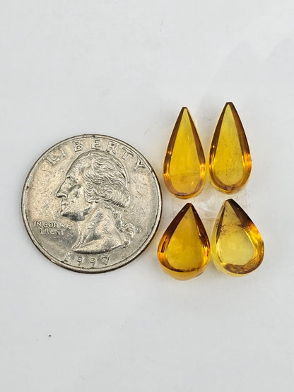 Amber authentic cabochon pair lot