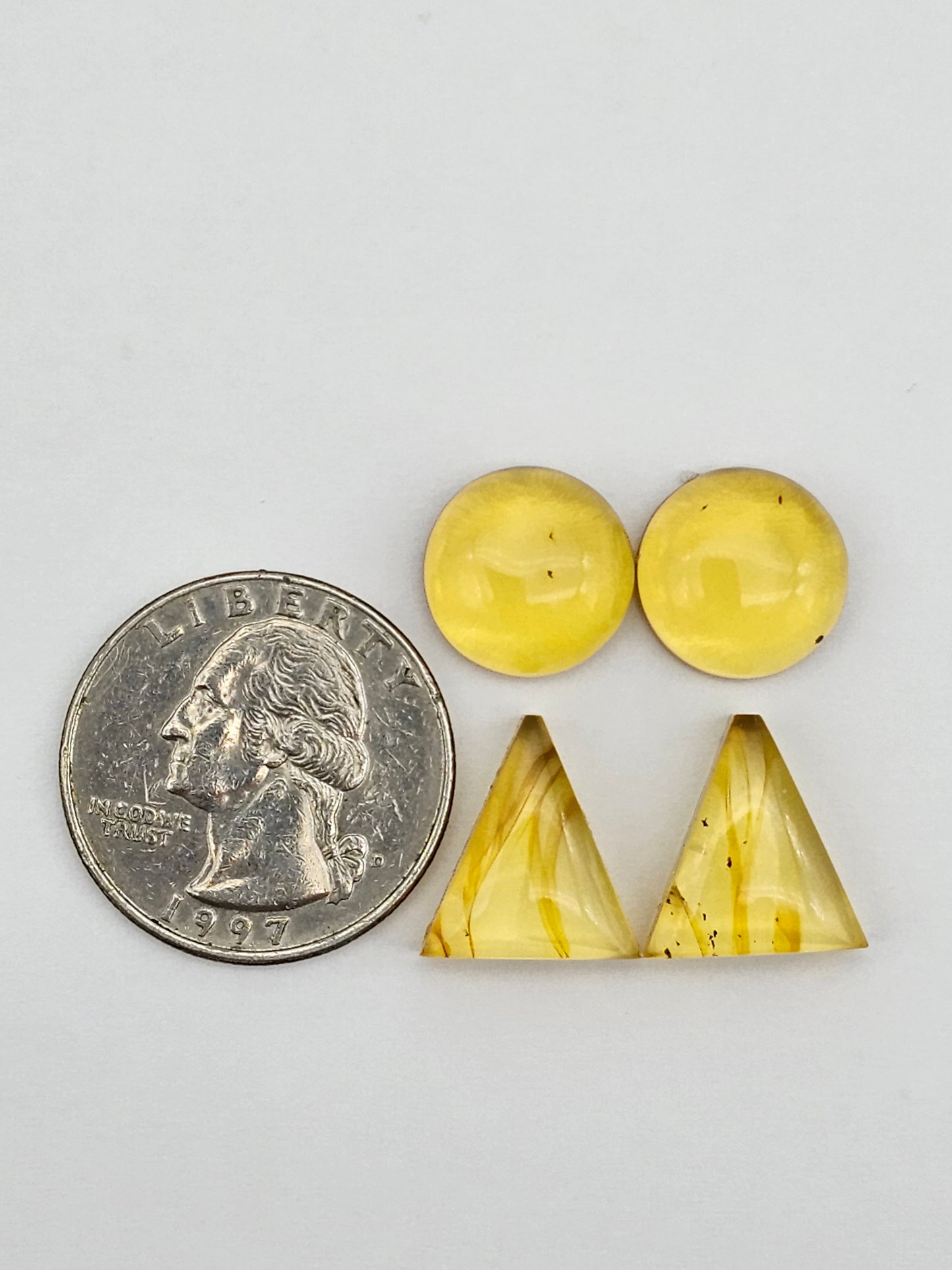 Amber authentic cabochon pair lot