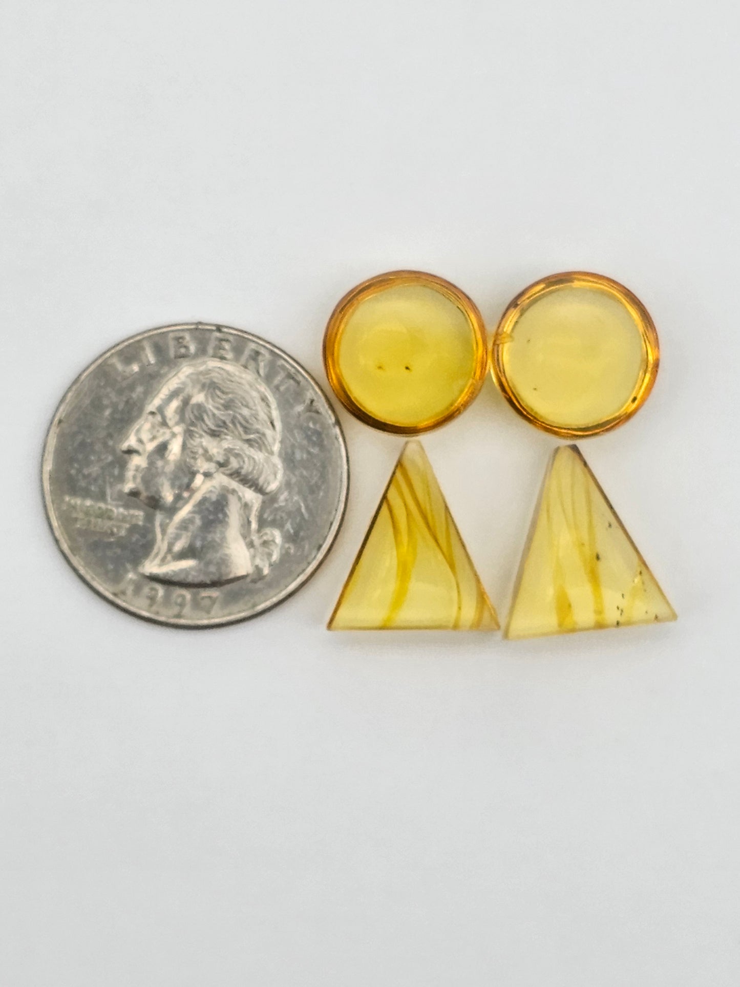 Amber authentic cabochon pair lot