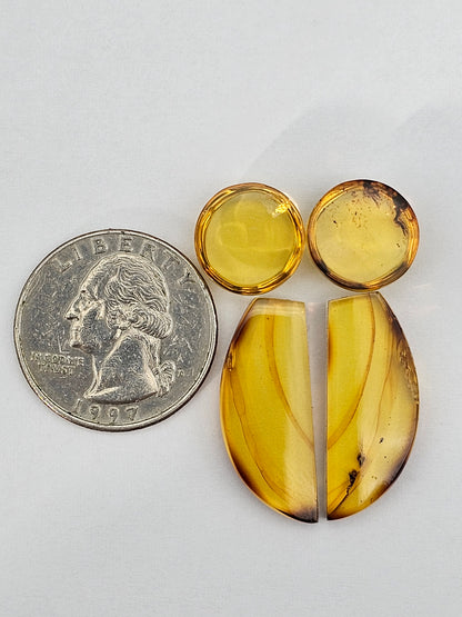 Amber authentic cabochon pair lot