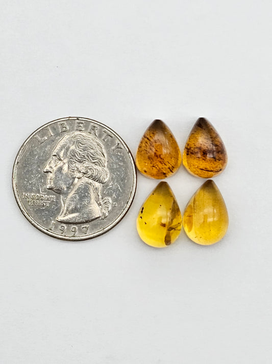 Amber authentic cabochon pair lot