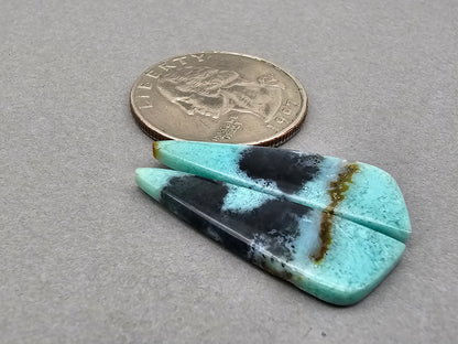 Chrysocolla natural Cabochon Pair