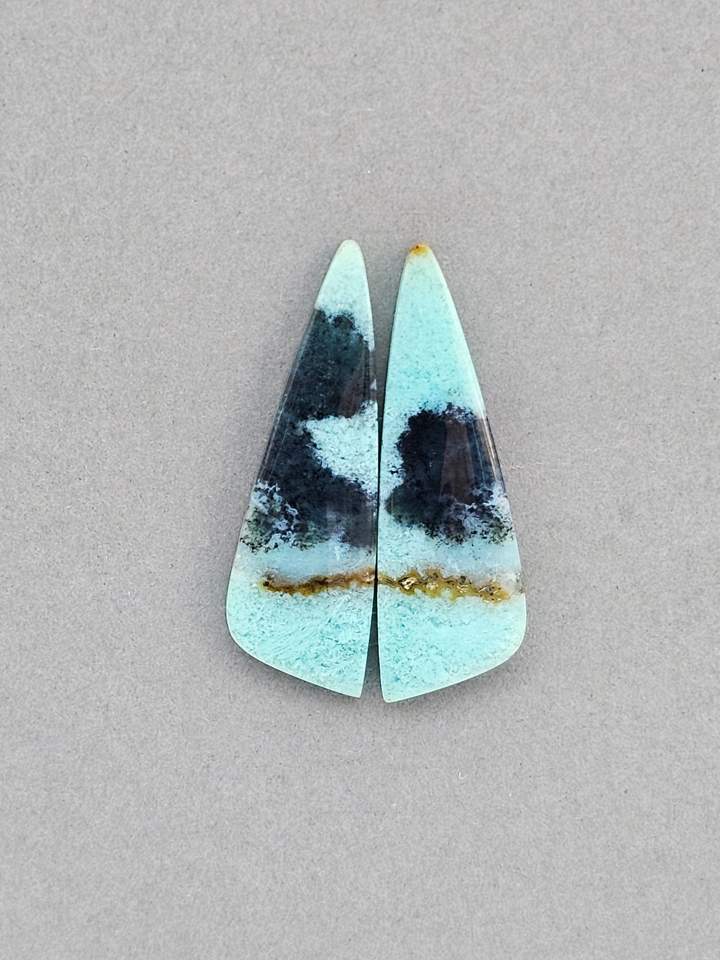 Chrysocolla natural Cabochon Pair