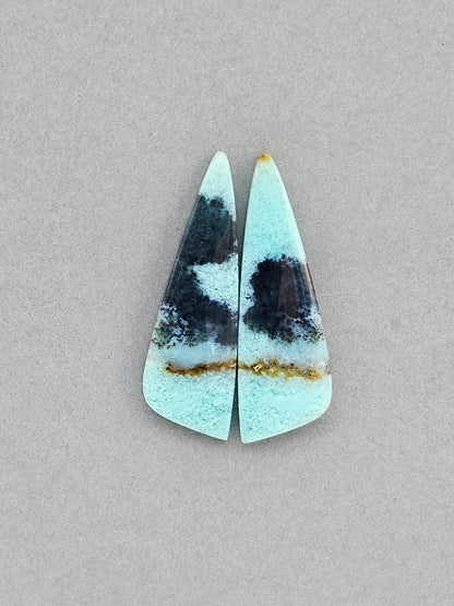 Chrysocolla natural Cabochon Pair