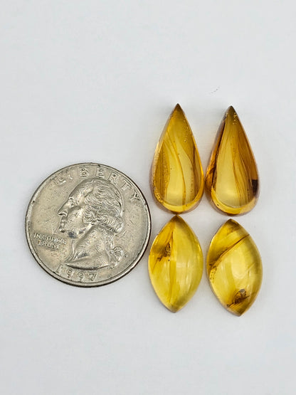 Amber authentic cabochon pair lot
