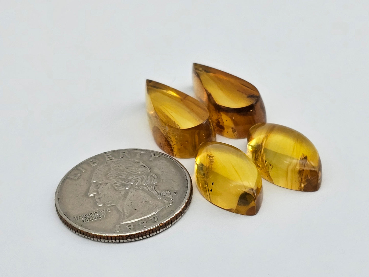 Amber authentic cabochon pair lot
