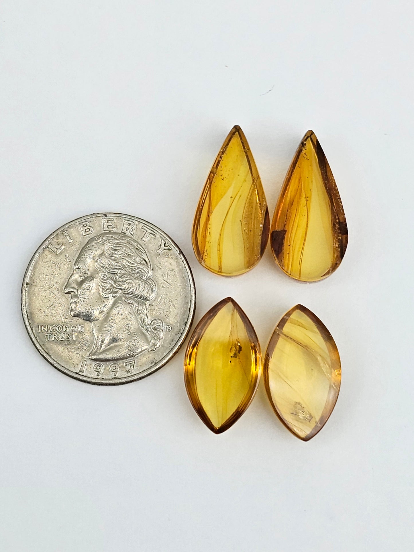 Amber authentic cabochon pair lot