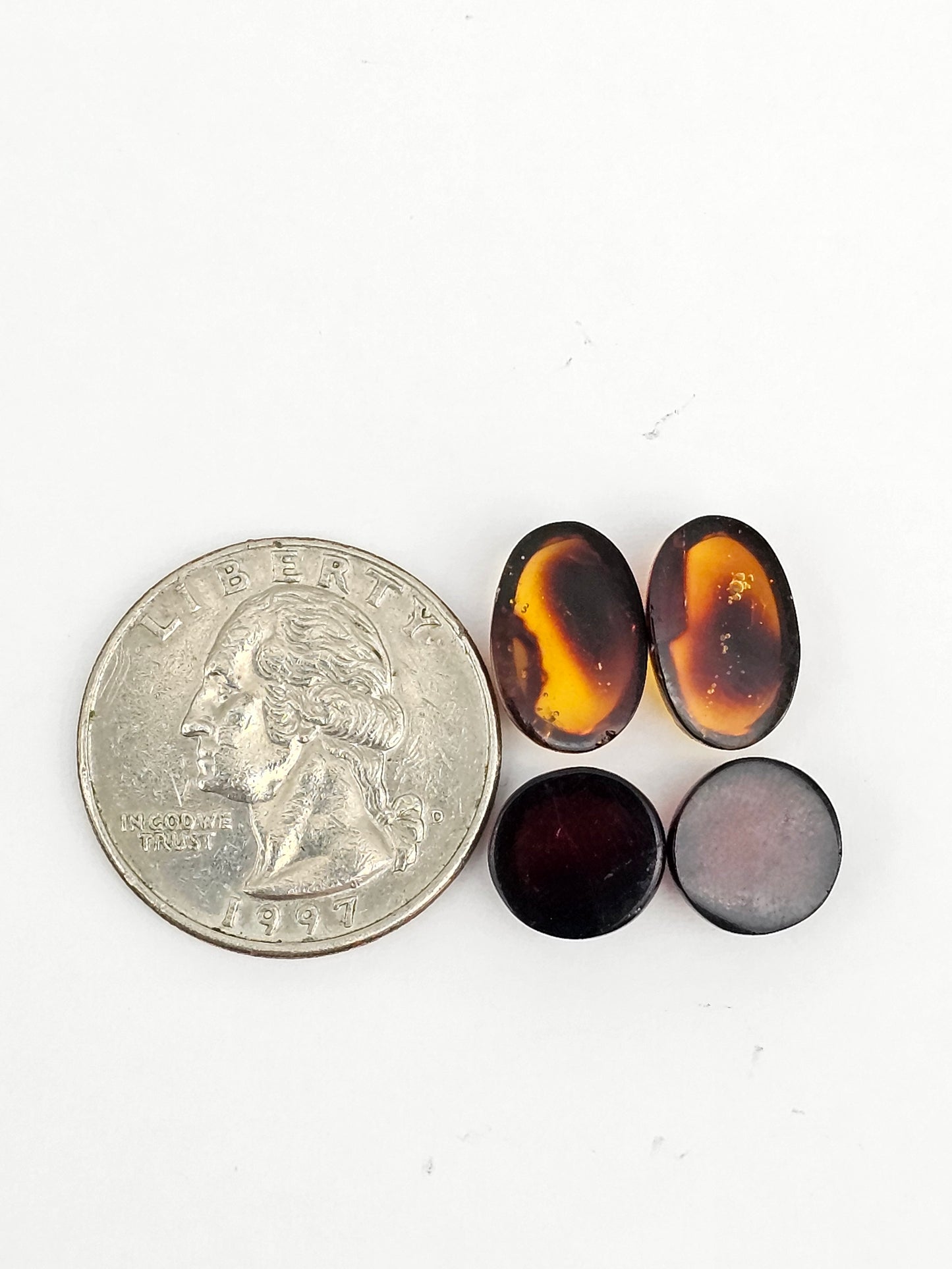 Amber authentic cabochon pair lot
