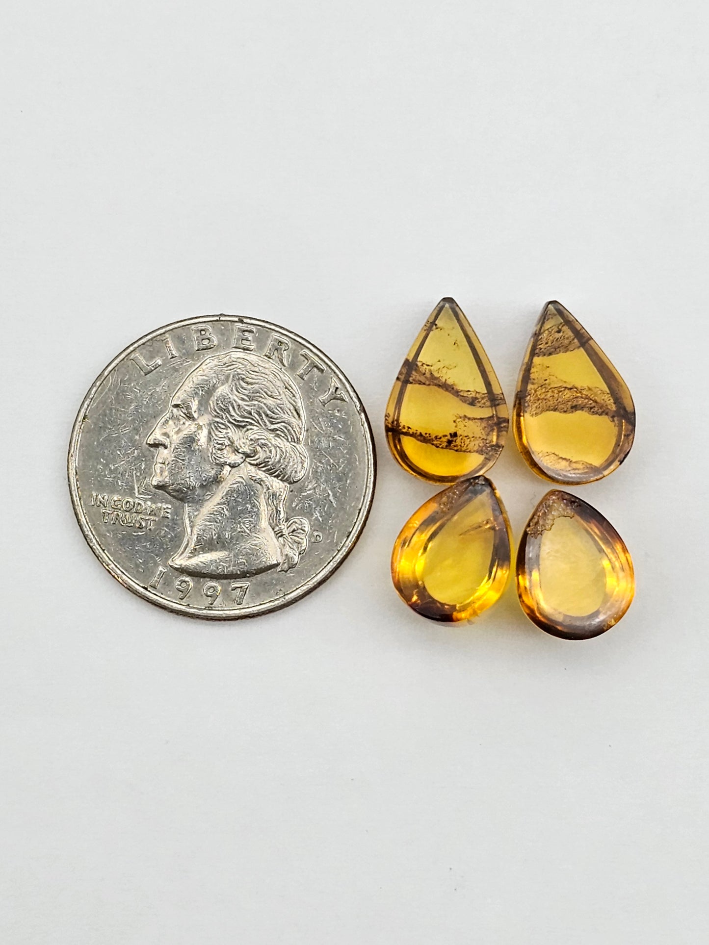 Amber authentic cabochon pair lot