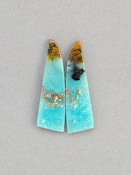 Chrysocolla Cabochon Pair