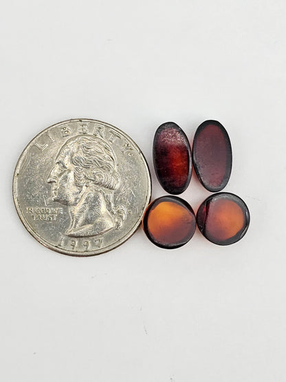 Amber authentic cabochon pair lot